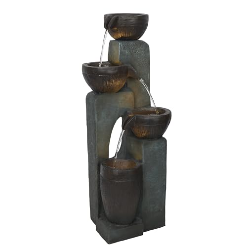 GIL140 43" Tall Indoor Outdoor Pottery Fountain with Replaceable LED Lights