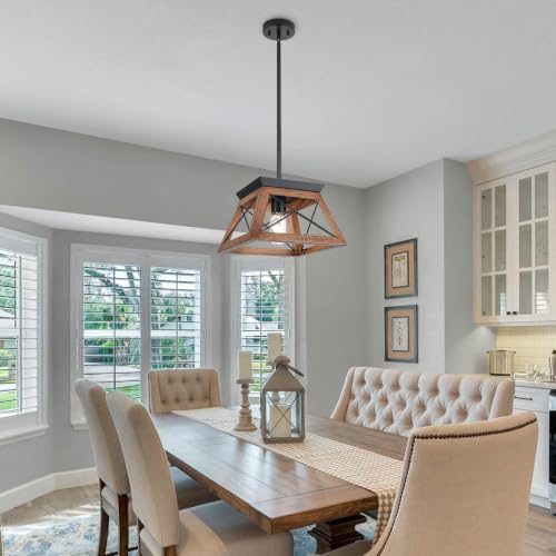 9.84Inches Farmhouse Pendant Light Fixture (10InchesWood)