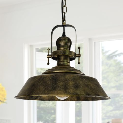 14" Farmhouse Pendant Light Rustic Light Fixture for Kitchen Island (Bronze)