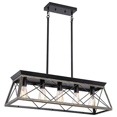 5 Light Pendant Lights Fixture (Rustic Black)