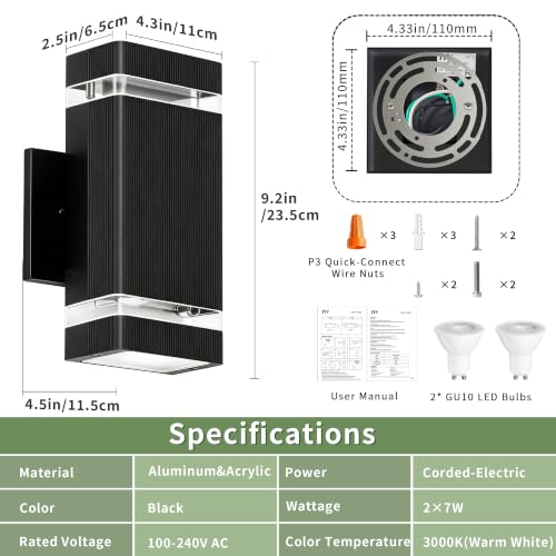 Dusk to Dawn Square Outdoor Wall Lights (1 Pack-Black / Dusk to Dawn)