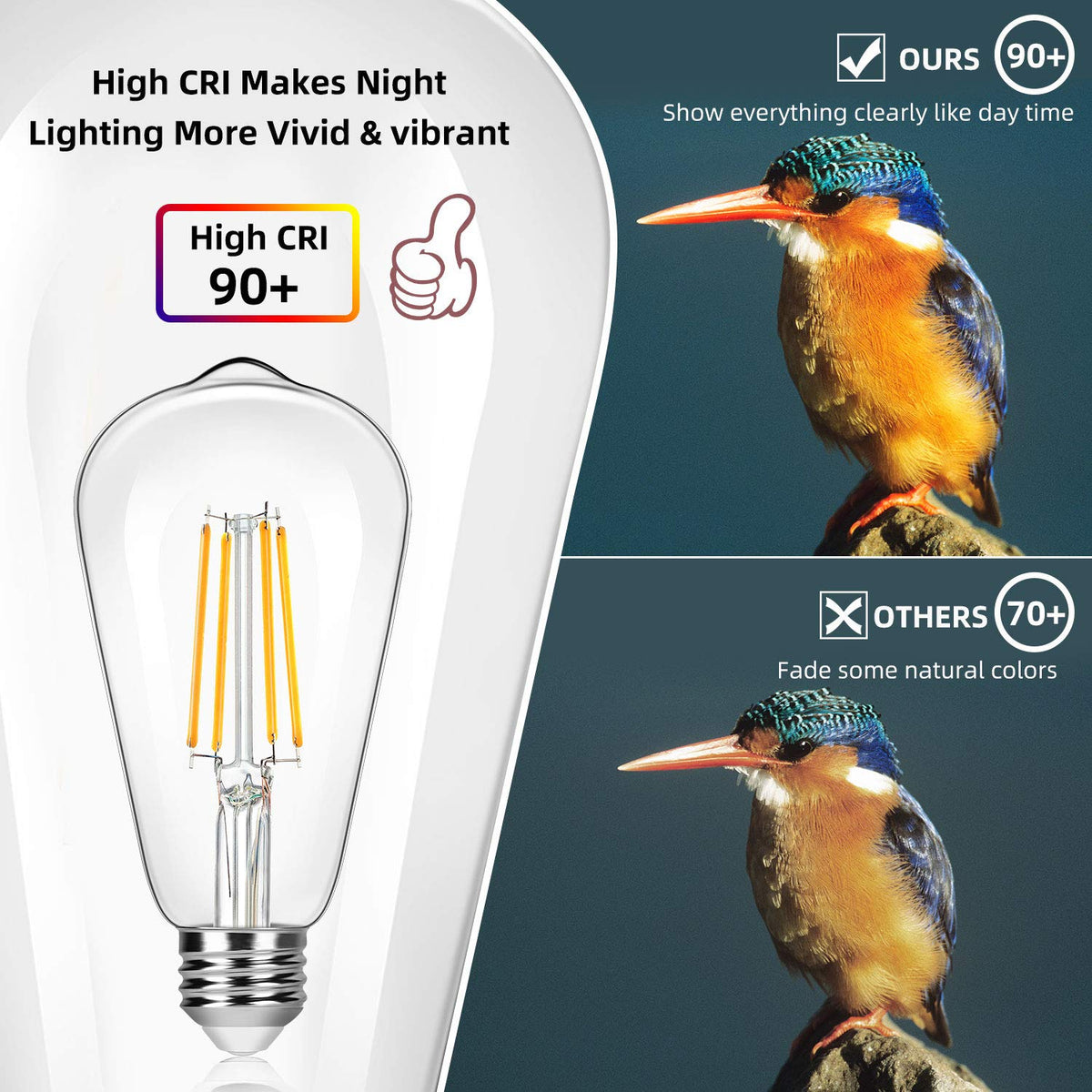 4 Pack Vintage 8W ST64 LED Edison Light Bulbs 100W Equivalent (2700k Warm White / 4 Pack (100W Equivalent))
