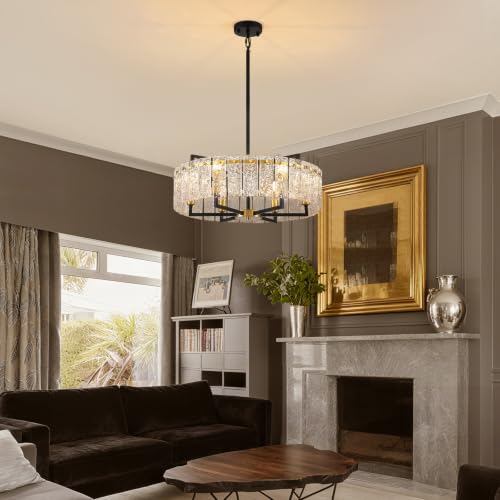 23.62" Gold Water Ripple Glass Chandeliers (Black+Gold / 23.62")