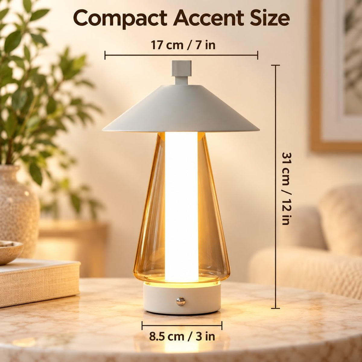 Rechargeable Cordless Glass Lamp