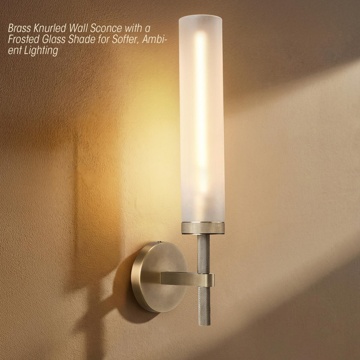 20" Knurled Brass Bathroom Wall Sconces (20-IN-Brass-1PC)