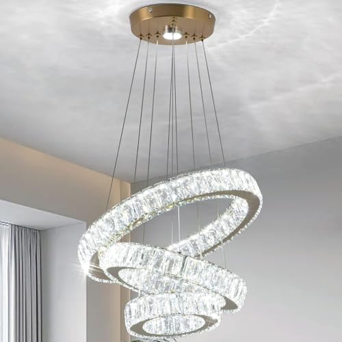 Gold 3 Ring Chandelier Led Pendant Light Hanging Led Chandelier Modern Chandelier for Dining Room Living Room Bedroom