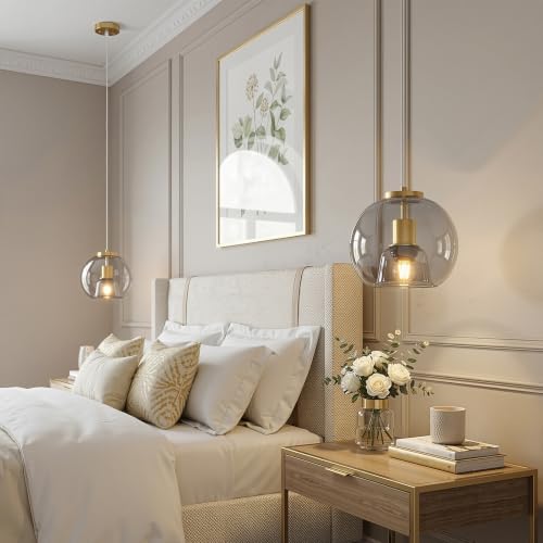 Light Grey Glass Pendant Lights Kitchen Island (Light Grey(7.87 in) / 2-Pack)
