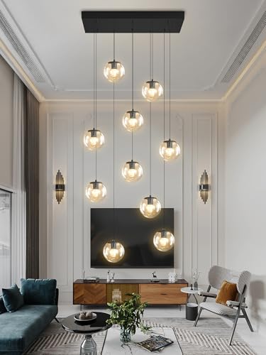 Modern Rectangular Chandelier (Black-Clear / Rectangle 10-Light)