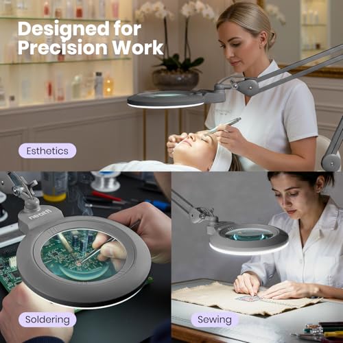 LED Magnifying Lamp (Silver / 7-inch Lens, Non-CCT with Clamp)