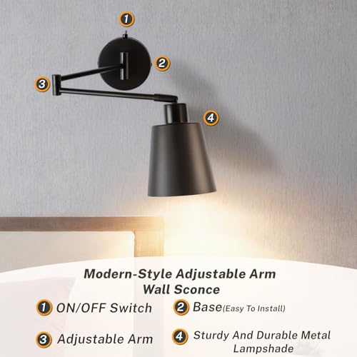 OSYNNIQ Wall Sconce Light with Adjustable Swing Arm for Bedside Reading (STYLE 1)