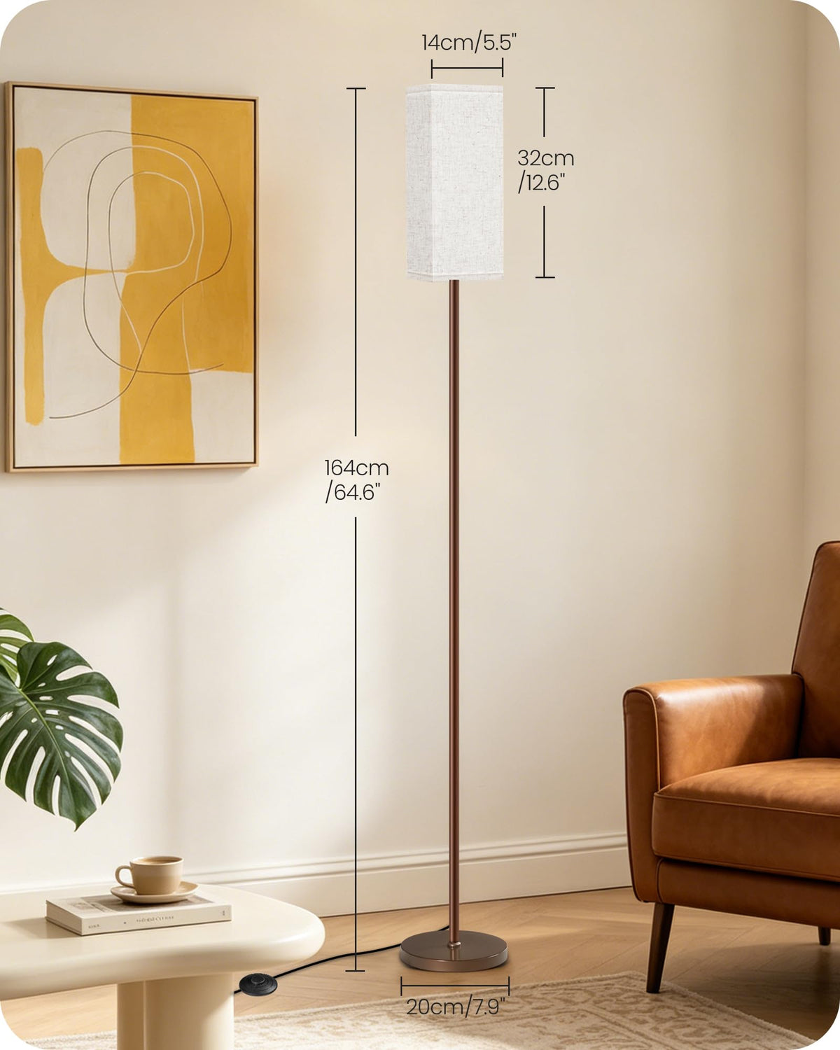 64.6" Floor Lamp (1Pack Beige + Brown)