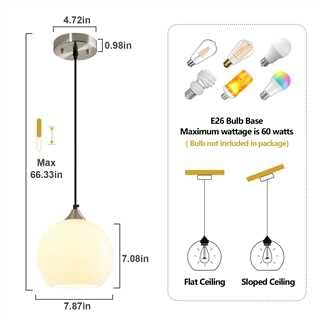 White Pendant Lights Kitchen Island 1 Pack (Milky White / M - 7.87 in)