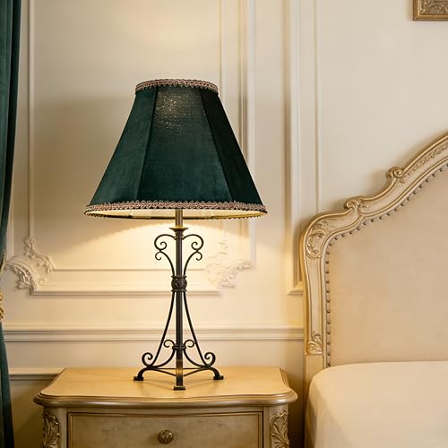 Green Velvet Lamp Shades 1 Pc Bell Shade 6"×13"×9.8" (6*13*9.8in / Green-1 Pack)