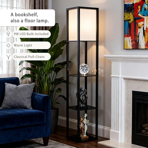 Floor Lamp with Shelves (Black)