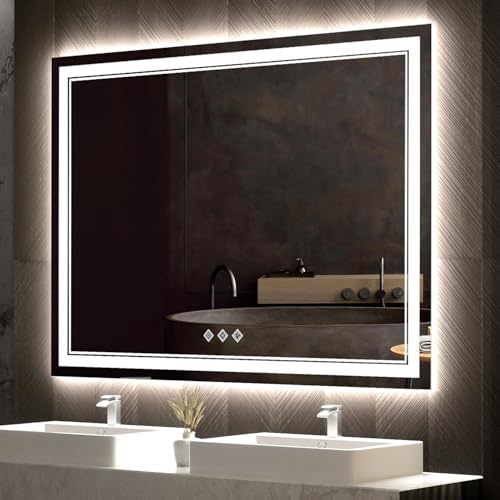 LED Mirror for Bathroom (Front and Backlit / 48"L x 36"W)