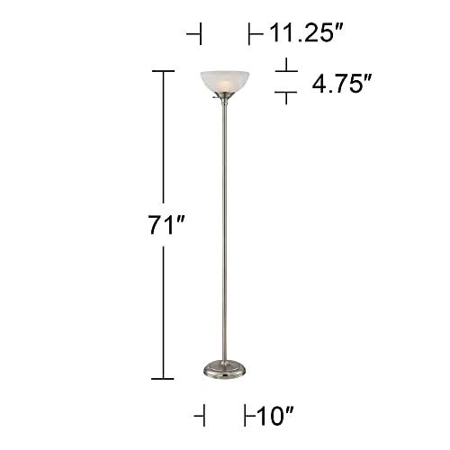 Maddox 71" Tall Satin Nickel Torchiere Floor Lamp