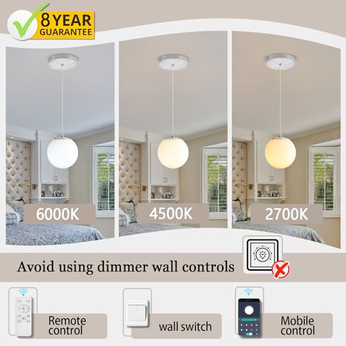 1 Light Modern Globe Pendant Light Fixtures Silver Chandelier with White Globe Glass Dimmable Ceiling Light Glass Pendant Light for Kitchen Island (Silver-White / Globe 1-Light)