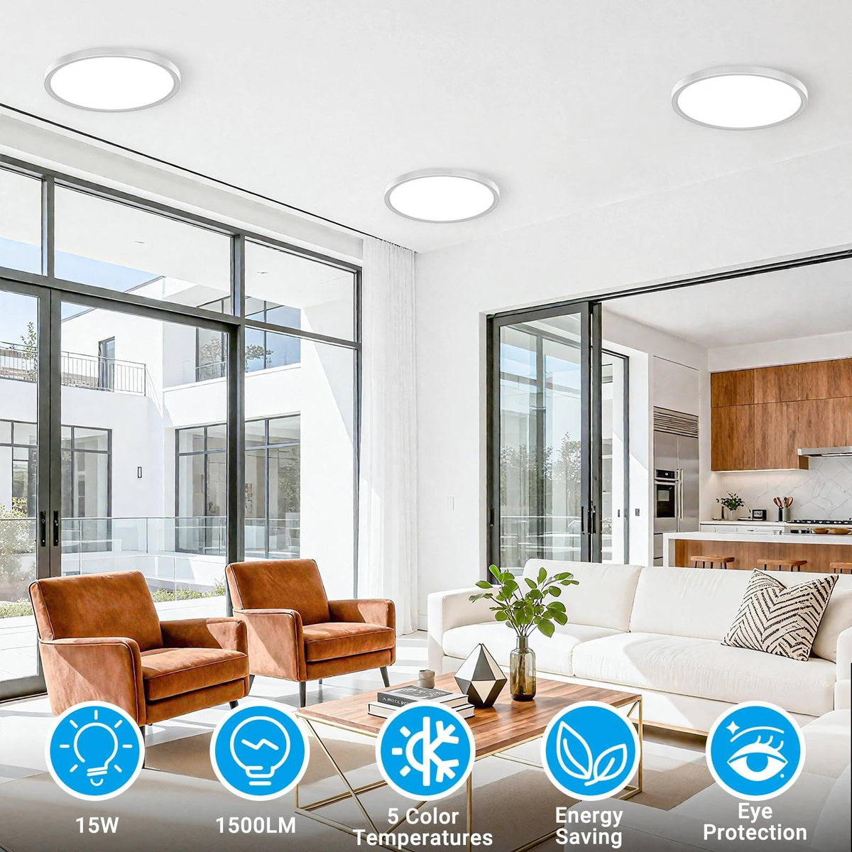 2 Pack LED Flush Mount Ceiling Light (Brushed Nickel / 7 Inch-2pack)
