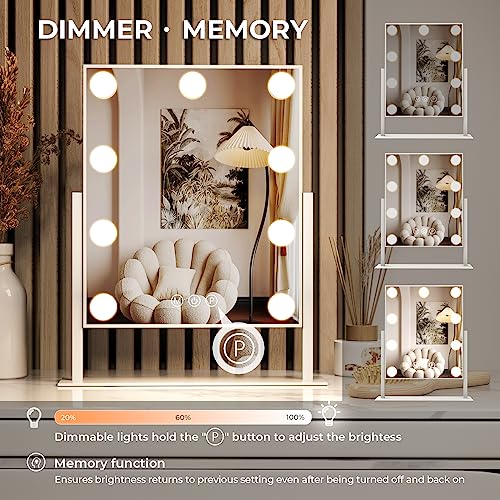 Vanity Mirror with Lights (White-9 Bulbs)