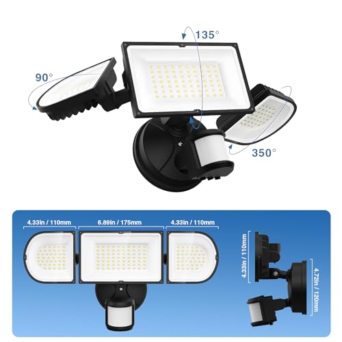 150W Motion Sensor Lights Outdoor for Outside (Black)