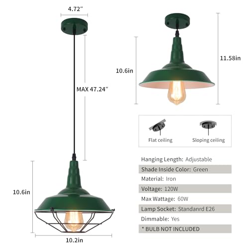 Farmhouse Green Pendant Light (Green / Standard - 10.5inch)