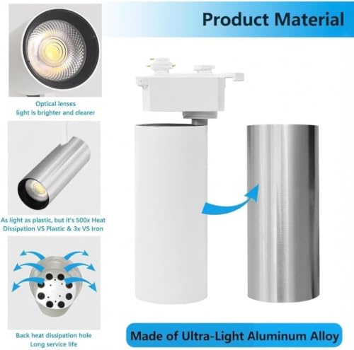 Plug in H Type LED Track Lighting Kits Dimmable Adjustable Angle Heads (Complete Kit)