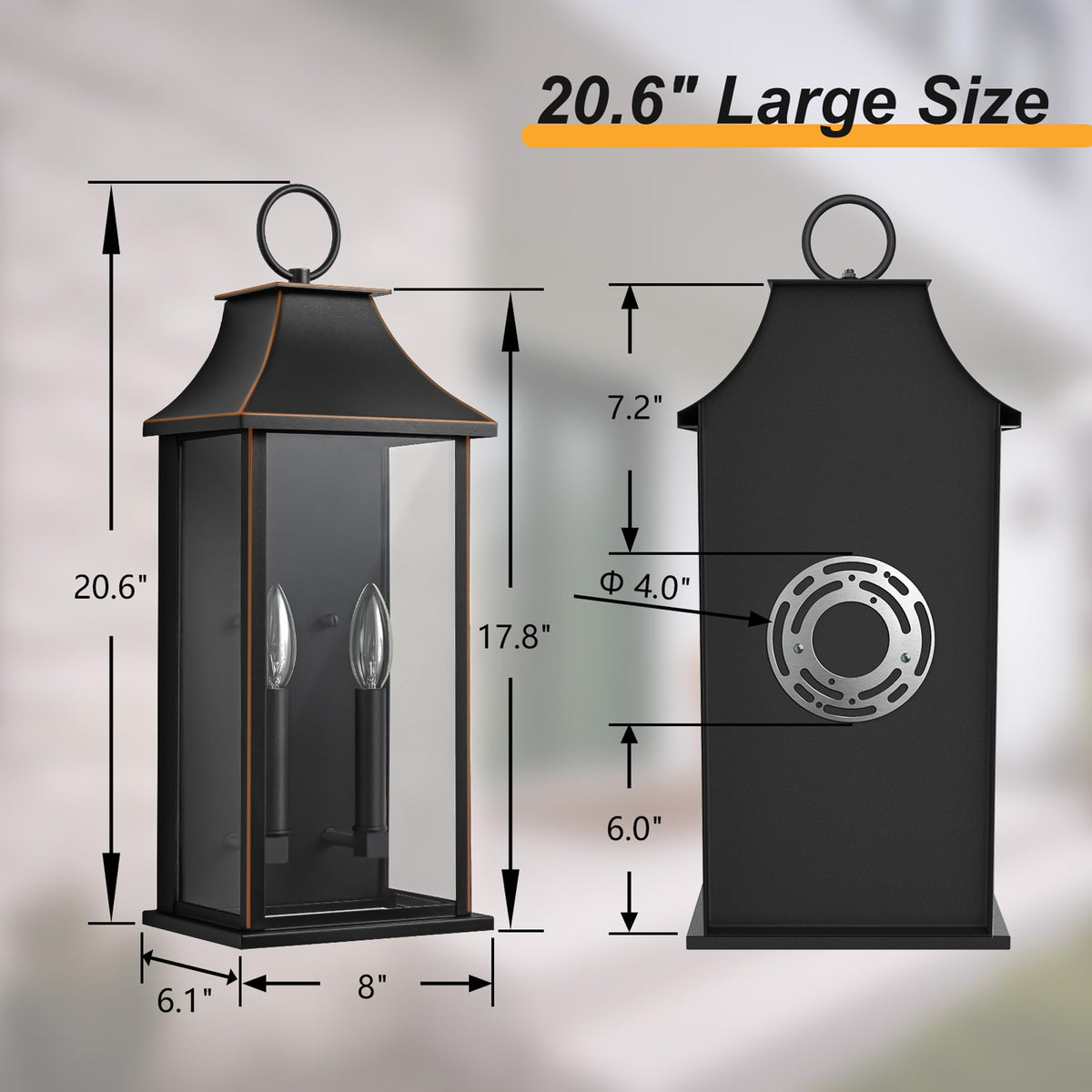 Dusk to Dawn Outdoor Wall Light (Black(with Brown Trim) / 20.6 inch)