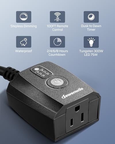 Dusk to Dawn Outdoor Dimmer Plug with Timer for String Lights