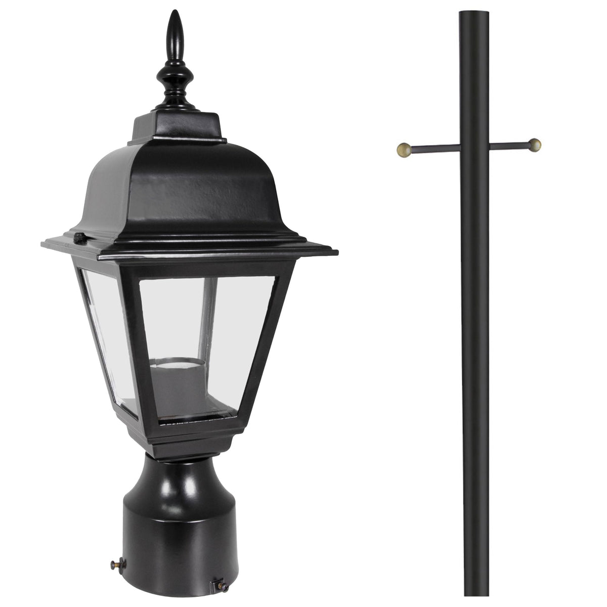 Maple Street Outdoor Post Light and Lamp Post (Black)