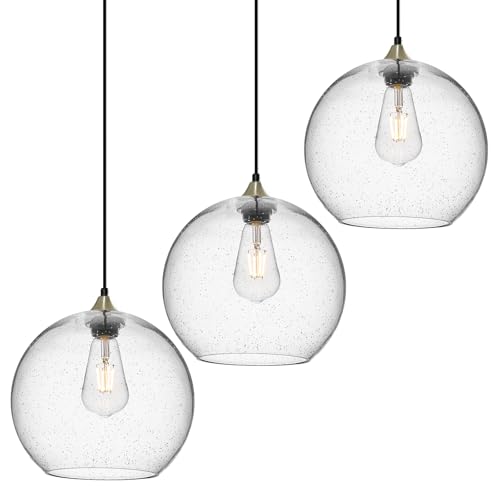 Kitchen Island Lighting Fixture Clear Globe Glass Pendant Lights Modern Pendant Light for Bedroom Dining Room Living Room Pendant Light Fixtures