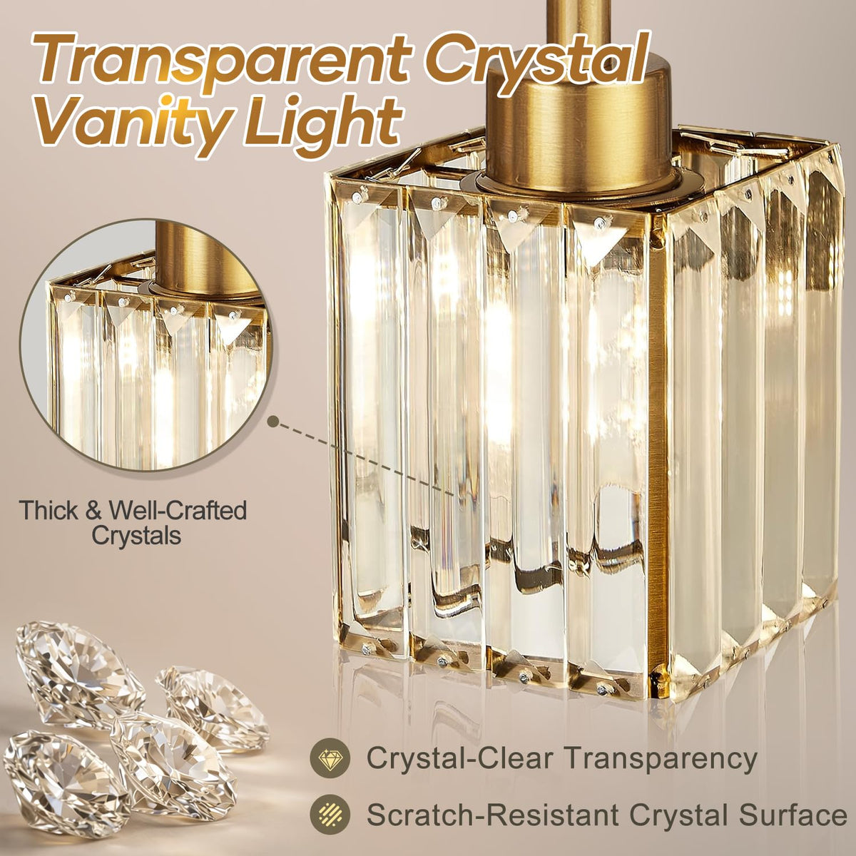 Bathroom Light Fixtures Brushed Gold Vanity Lights for Bathroom (Brushed Gold-Square Shade / 3-Light)