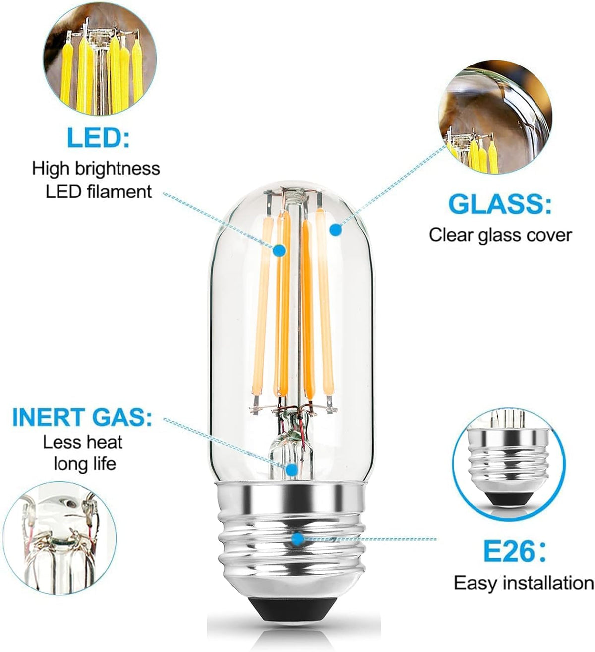 3.2 Inch 2700K Soft White E26 LED Bulb 60 Watt Equal (3 Inch 6W (6 Count))
