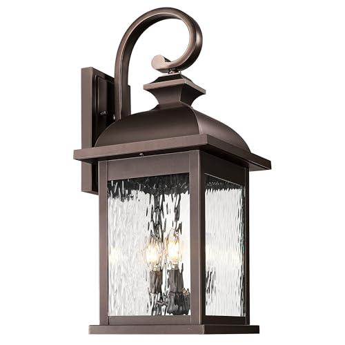26" Outdoor Wall Sconce (ORB, Water Ripple Glass / 26", Single Unit)