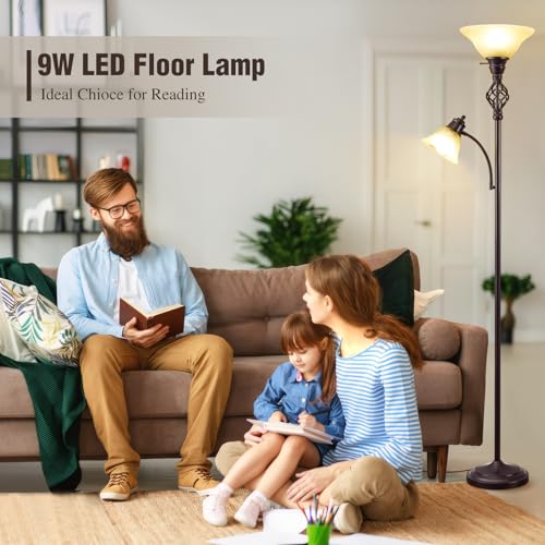Torchiere Floor Lamp for Living Room (Red Brown, Yellow)