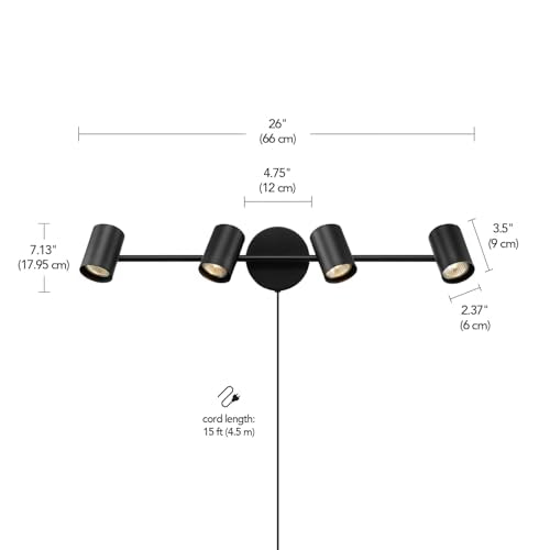 26" 4 Light Matte Black Plug (Pratt (Black))