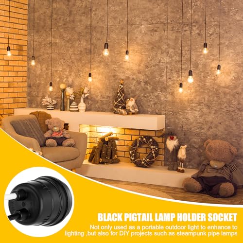 150 Pcs Black Pigtail Lamp Holder Light Sockets E26