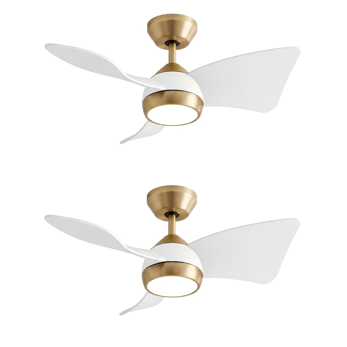 2 Pack 30" Small Ceiling Fan with Light (Brushed Brass & White / 30 Inch)