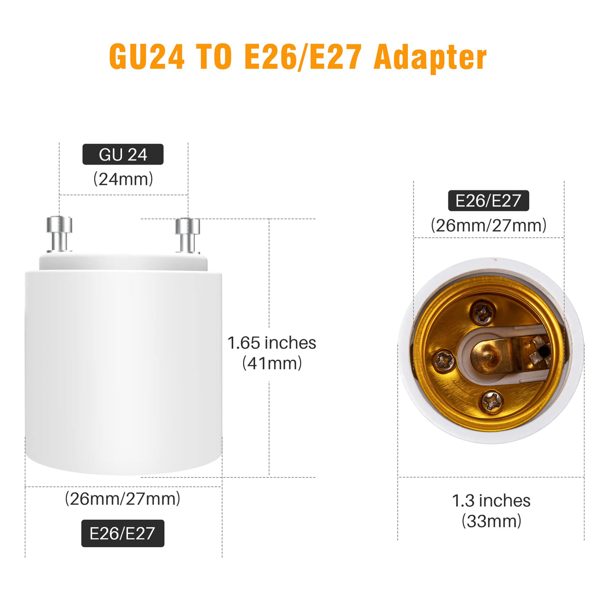 2 Pack JACKYLED GU24 to E26 Adapter