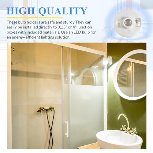 1 Pcs Light Socket E26 Porcelain Keyless Ceiling Bulb Fixture (Porcelain)
