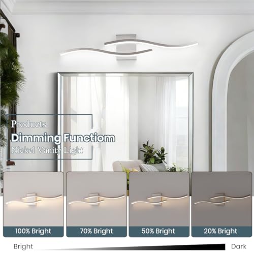 Brushed Nickel Curved 3000~6000K Bathroom Vanity Light Fixture Over Mirror (Brushed Nickel / 31.5INCH)