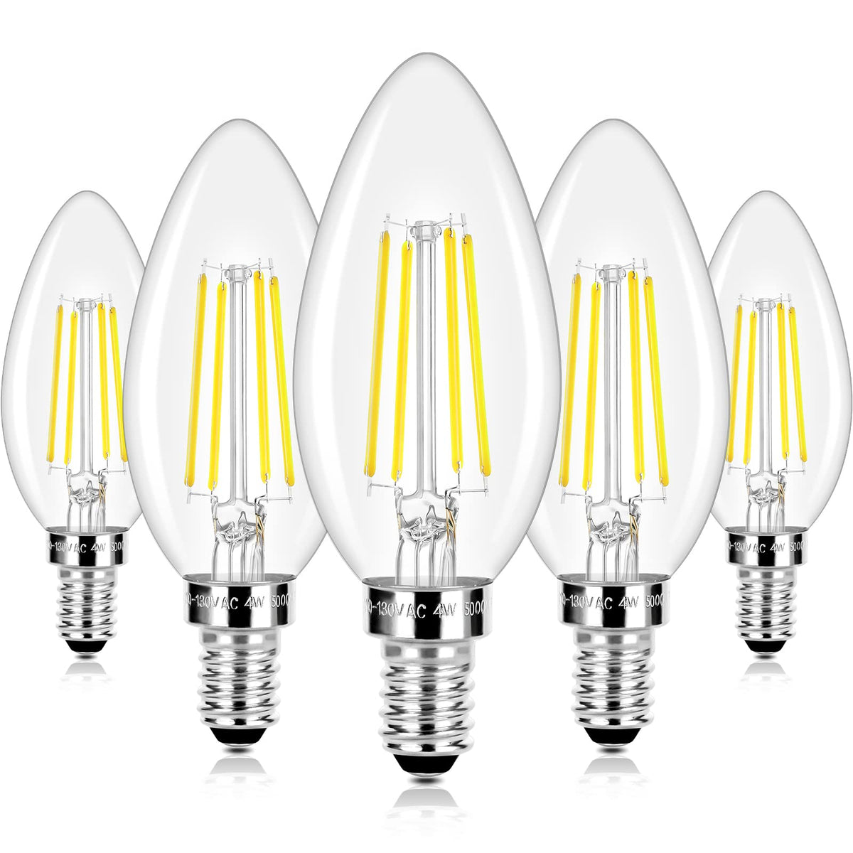 LED Candle Bulbs 40W Equivalent Dimmable (Daylight White 5000k / 40w 5 Count (Pack of 1))
