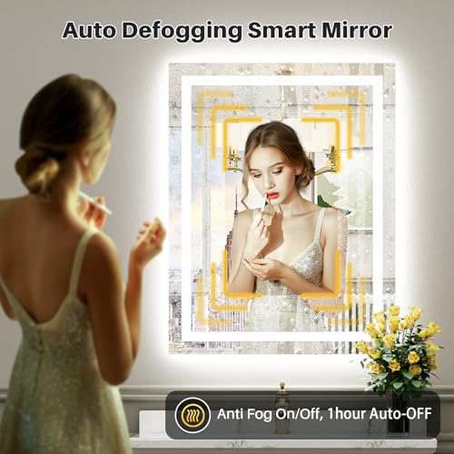 28x32 Inch LED Bathroom Mirror with Lights (Backlit+front Lit / 28"L x 32"W)