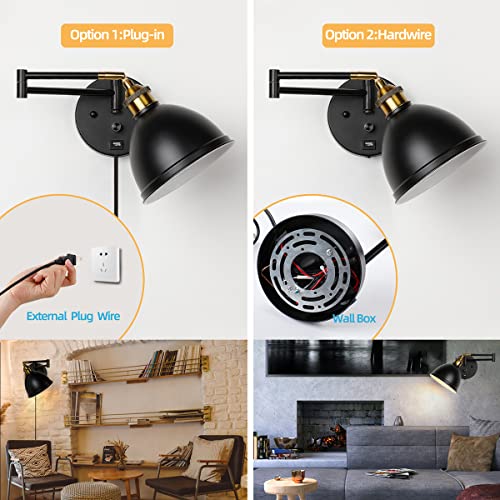 Swing Arm Wall Sconces (Metallic black)