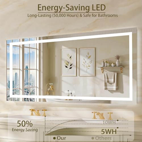 72X36 LED Bathroom Mirror with Lights (72"L x 36"W)