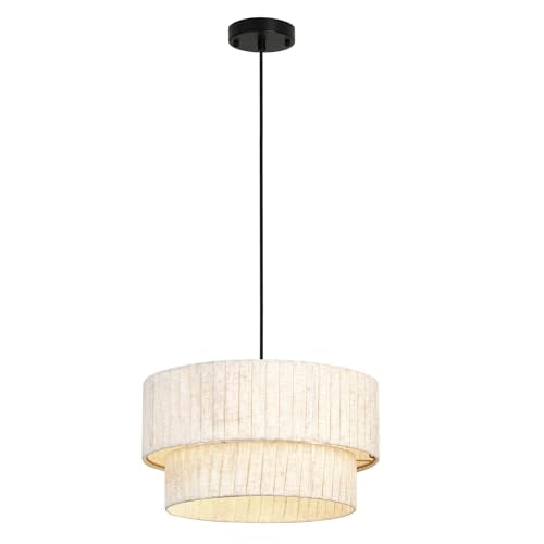 18" Modern Double Drum Fabric Pendant Light