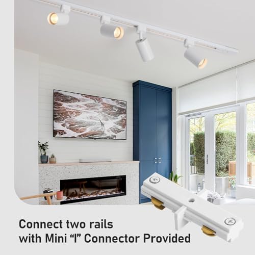 6 Lights LED Track Lighting Kit with 6.6FT H Track Lighting Rails & Floating Canopy Connector (White / 6 Lights)