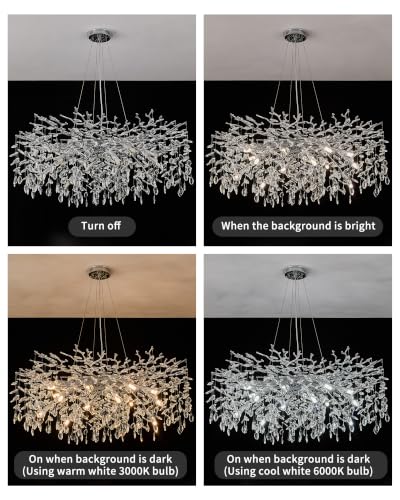 40" Modern Tree Branch Crystal Chandelier (40" Round / Silver)