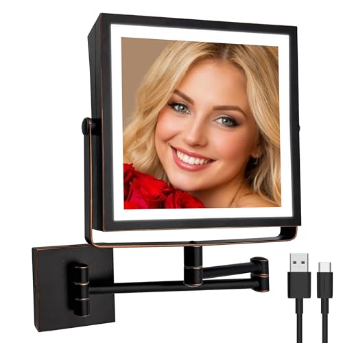 Wall Mounted Makeup Mirror with Lights 1X (Oil Rubbed Bronze)