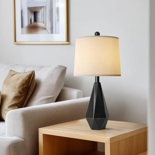23'' Farmhouse Table Lamps Set of 2 (Medium - Black with Gold)