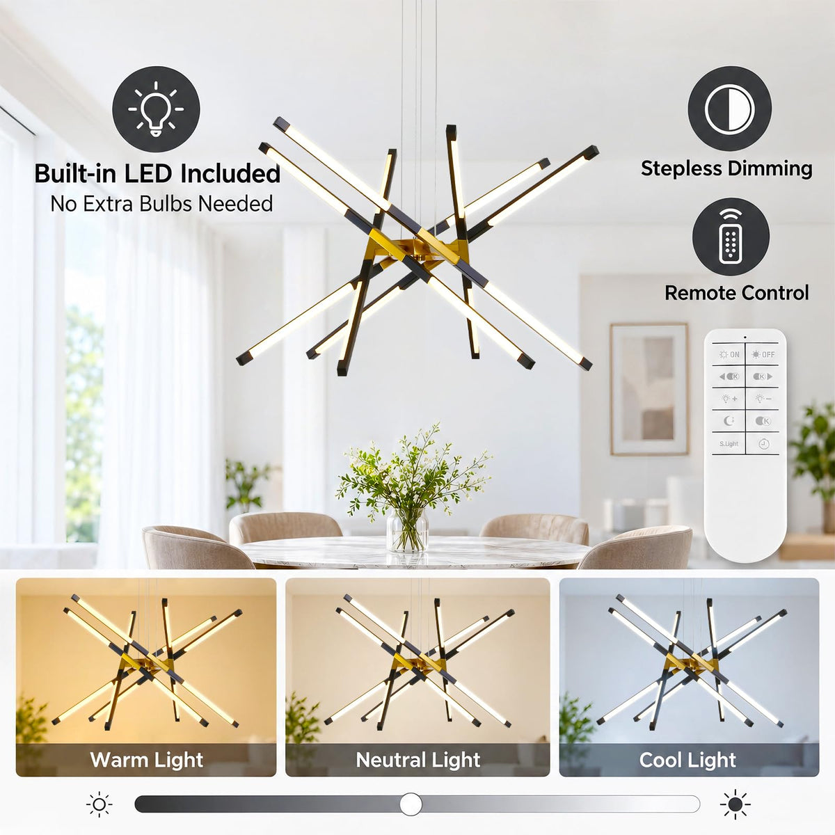 Modern LED Chandelier (12Head-Square Tube)